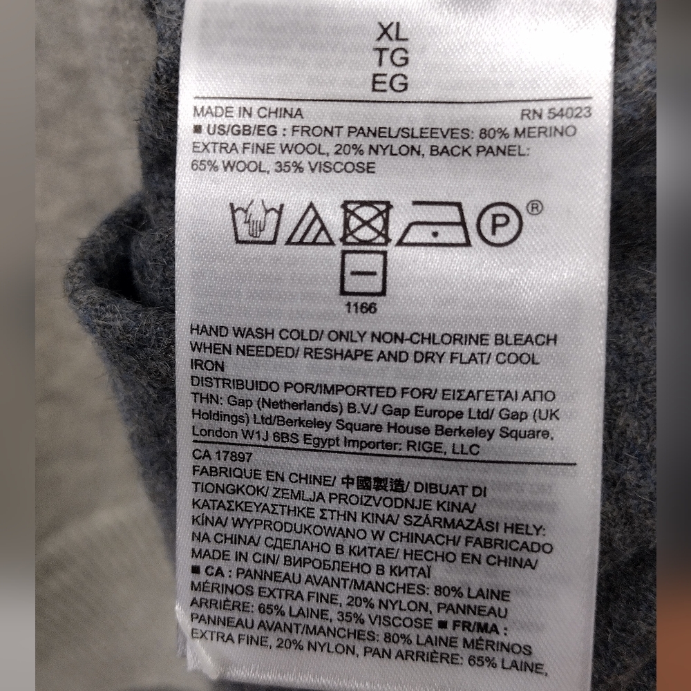 Banana Republic Merino Wool Two Tone Sweater Mens XL Gray Retro 90s Y2K Casual - Picture 8 of 8